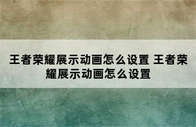 王者荣耀展示动画怎么设置 王者荣耀展示动画怎么设置